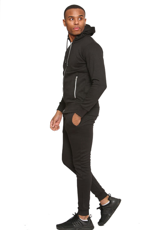 Men Plain Zipper Hoodie Warm Tracksuit